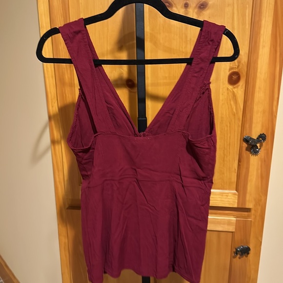Free People Top with Buttons in Cranberry NEW - Picture 3 of 4